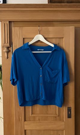 Alcott Bluse Viskose&Leinen Gr. L/XL blau kurzarm