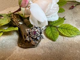 Ring edel besonderes Design Rubin Saphir Markasiten 57,5 S