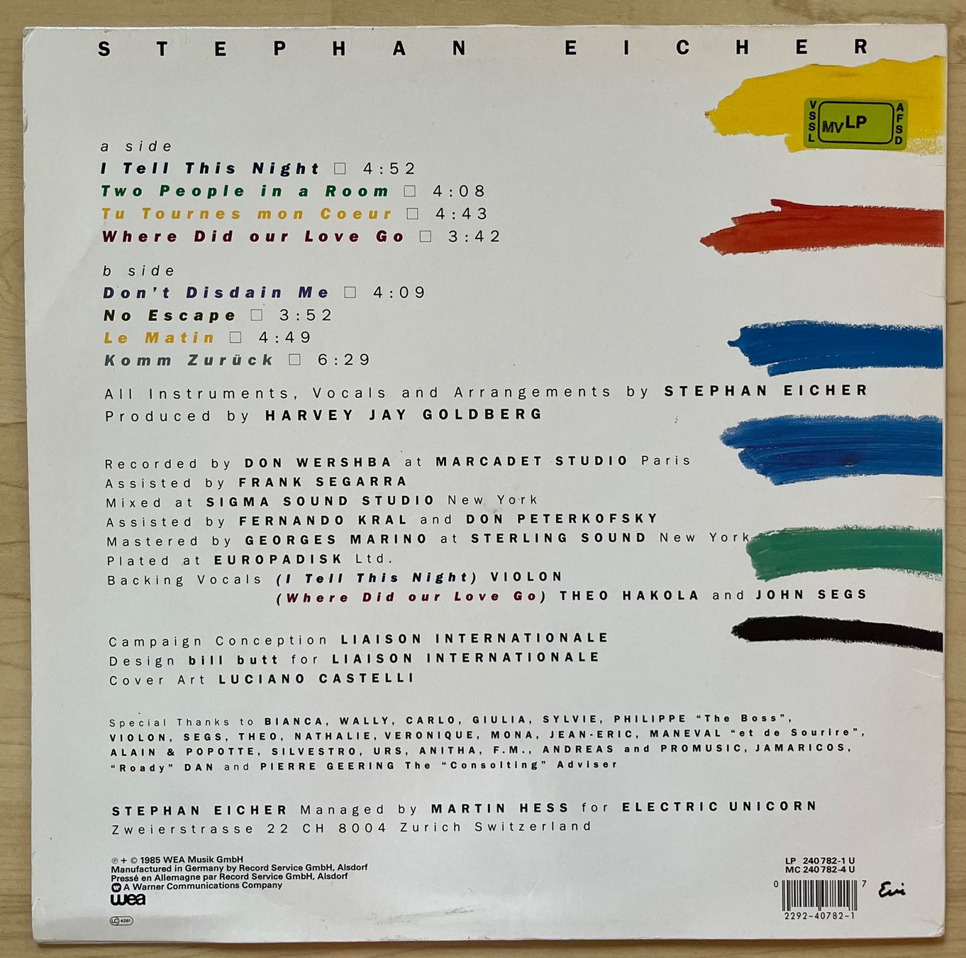 Dischi in vinile: Stephan Eicher - I Tell This Night (LP) – Usato da Zürich venduto da Gurkis 1