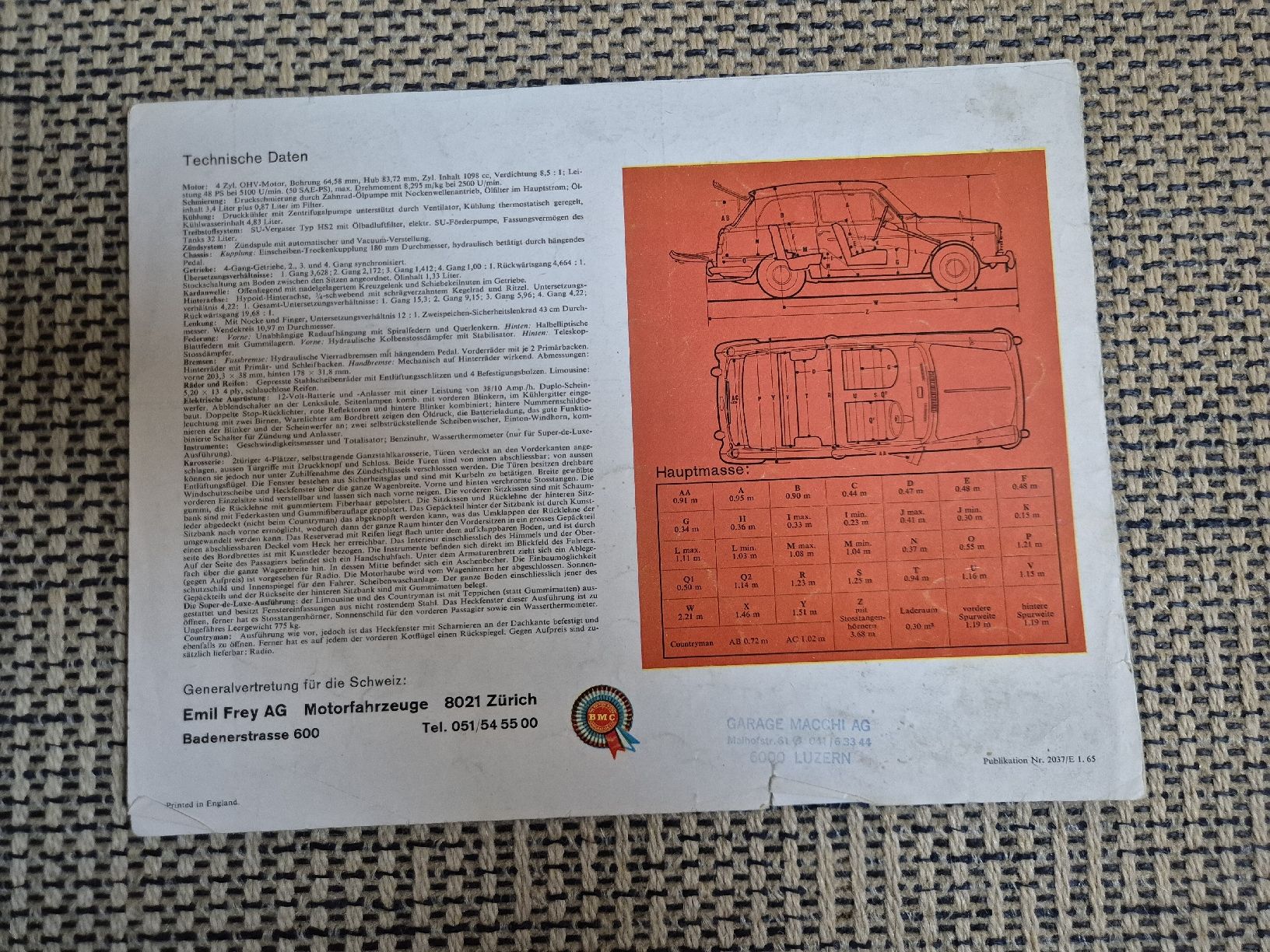 Austin Documenti: Austin A40 MkII 1100 Prospekt  – Difettoso da Frutigen venduto da Timowyssen 3