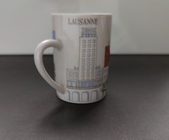 Espressotasse mit Lausanne-motiv mit Unterteller, Langenthal