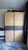 Schrank mit Schiebetüren Holzoptik Anthrazit 2 Tuerig