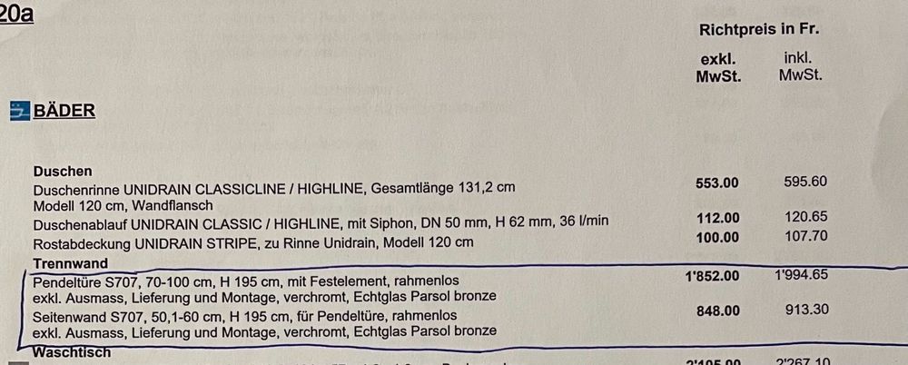 Duschtrennwand Koralle Deluxe 10