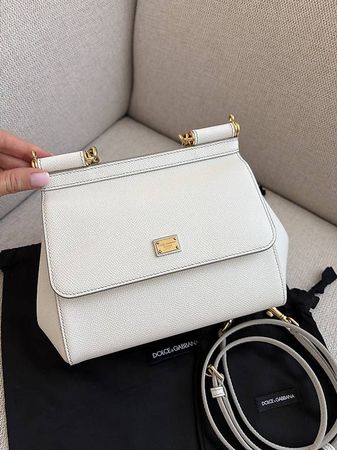 Dolce & Gabbana Sicily Klein Tasche, Weiss, Full Set