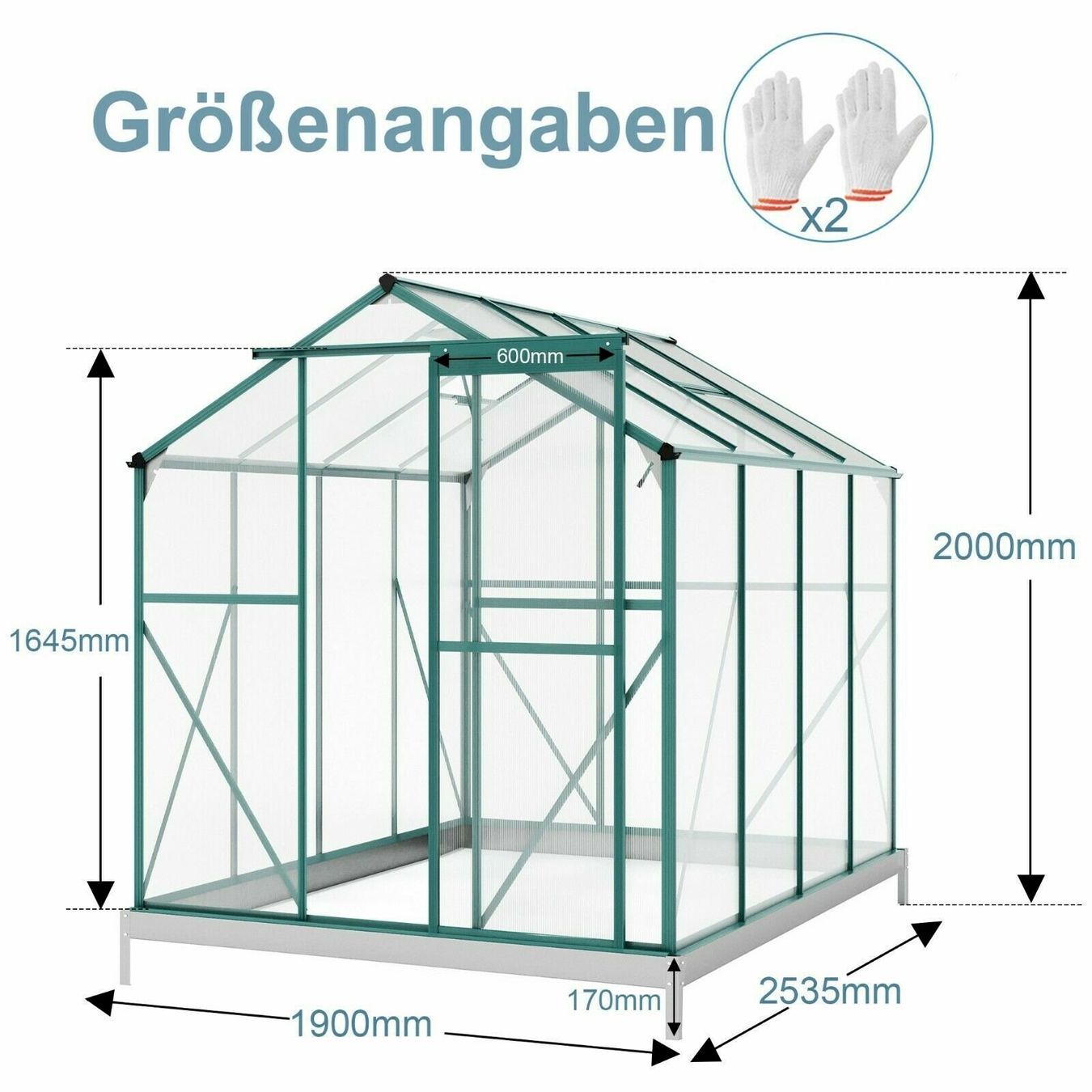 Gartenhäuser & Gewächshäuser: Gewächshaus inkl Fundament 253x190x200cm – Neu und originalverpackt aus Bottighofen von zaap 2