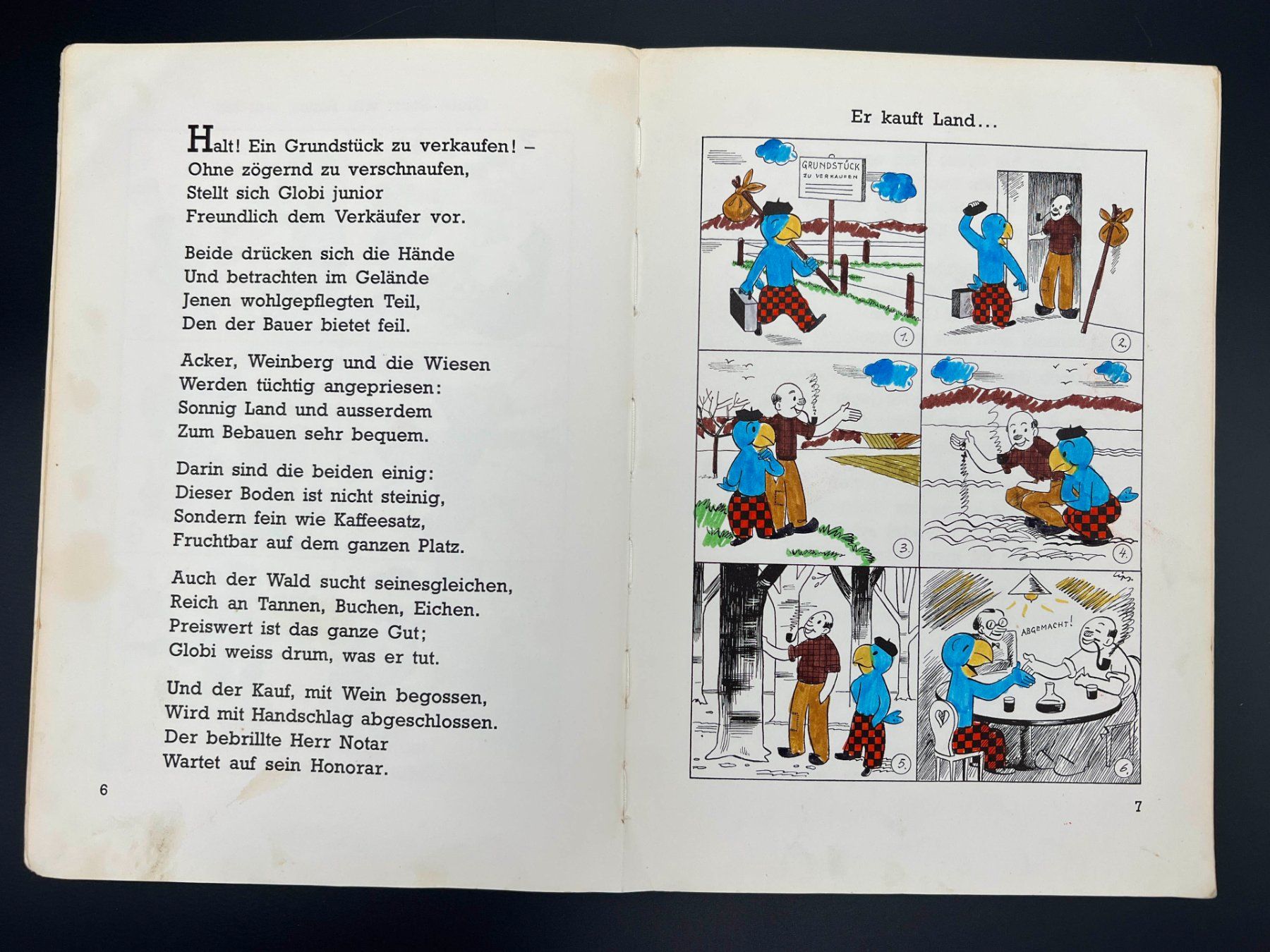 Bücher: Wie Globi Bauer wurde, 8. Aufl. 1968 – Gebraucht aus Häusernmoos von Eselsohren 3
