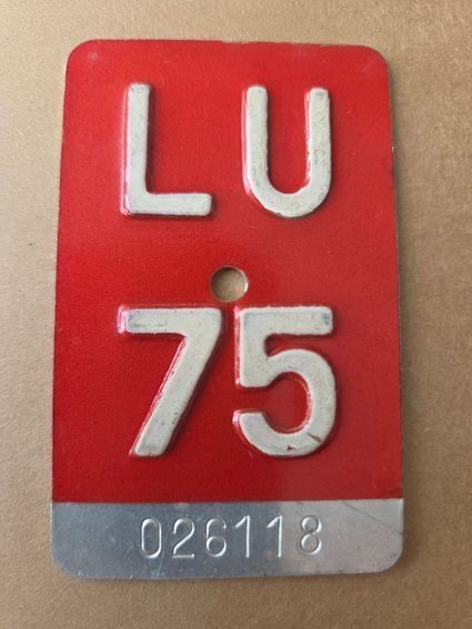 Sachs Schilder: Velonummer LU 75 plaque velo – Gebraucht aus Schenkon von Uhu007