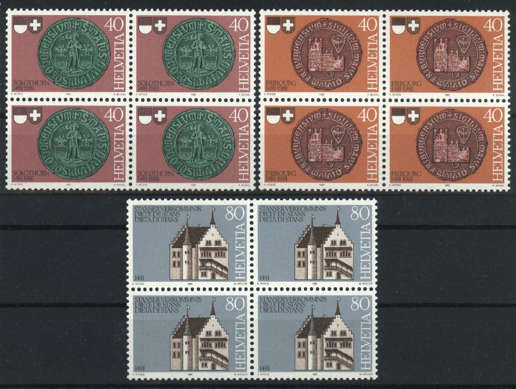 Tutti i francobolli: 1981, Stanser Verkommnis, Viererblöcke ** – Usato da Willisau venduto da Vollstempel
