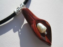 Kette mit rotem Jaspis und Zuchtperle *NEU*