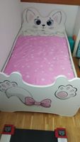 Kinderbett Katzen Design weiss inkl Bettkasten