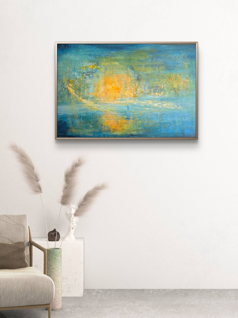 Dipinti: Abstraktes Acrylbild mit Sonnenschein, 50x70 cm – Nuovo e nell'imballaggio originale da Beinwil am See venduto da Superchance 5