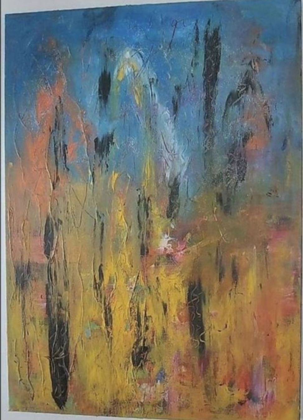 Gemälde: Gemälde Flammender Nebel handmade 50×70 – Neu (gemäss Beschreibung) aus Riehen von Steinbock1970