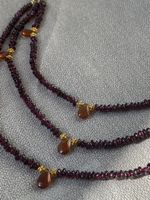 Granat-Kette, Bernstein - dreireihig Silber 925 vergoldet