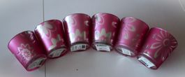 6er Set Windlichter mit Blumen, Neu, Pink Silberglanz