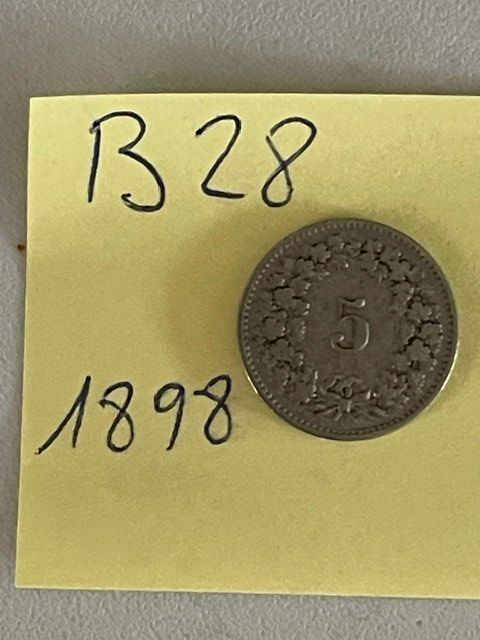 Toutes les monnaies: 5 Rappen - Schweiz - 1898 – D'occasion à Niederwil AG par dahu75 1