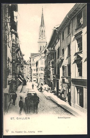 Cartoline postali: St. Gallen, Partie in der Schmidgasse, B – Usato da Berlin venduto da bartko-reher