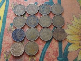 HONG KONG 14x  10 Cents Quenn Elizabeth  1955 à 1975