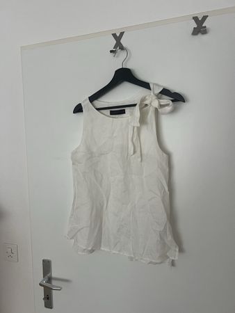 Trussardi Jeans Damen Bluse Weiss Leinen Grösse M wie neu