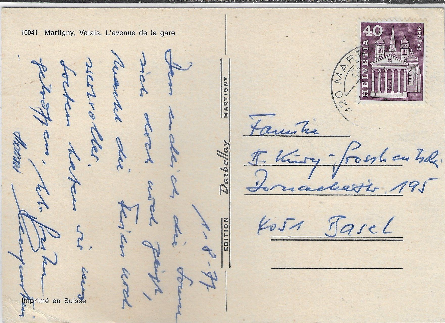 Cartoline postali: Martigny - L'avenue de la gare – Usato da Ettingen venduto da Kartenplanet 1
