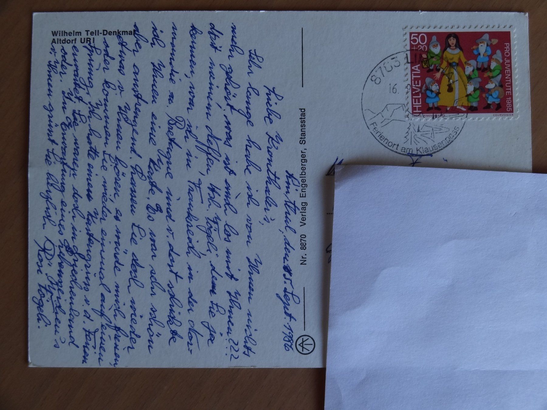 Ansichtskarten: Altdorf - Wilhelm Tell-Denkmal - 1986 – Gebraucht aus St Léonard von Riglin 1