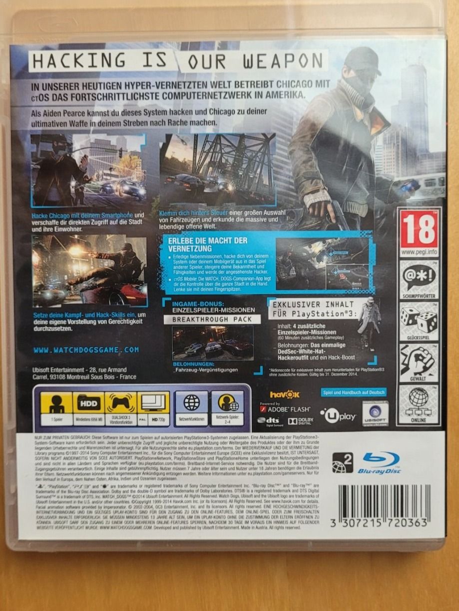 Sony Spiele: WATCH DOGS – SPECIAL EDITION – BREAKTHROUGH PACK - PS3 – Gebraucht aus Neftenbach von Mador6 2