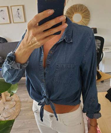 Forever21 Bluse Jeanshemd blau S
