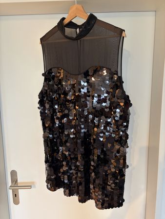 H&M Edition Pailletten Kleid schwarz Grösse L