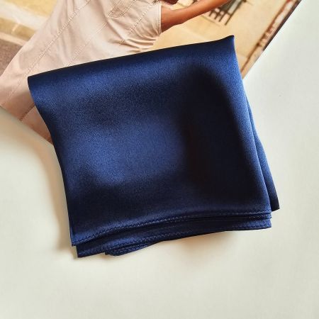 New 53cm Silk Scarf Square Navy Blue Plain Color Bandana