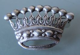 Silber 925 Kronen Brosche 45 x 30 mm