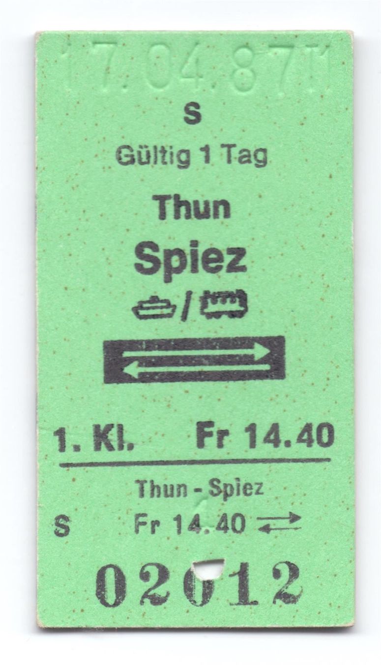 Biglietti: Schiff-Billette Thun - Spiez – Usato da Langenthal venduto da Sammlungs_aus