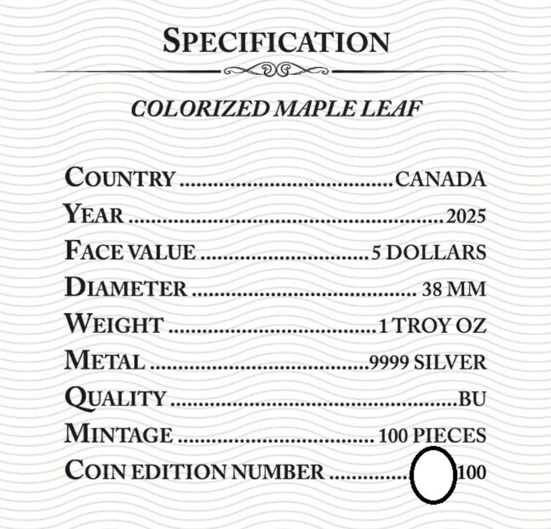 Alle Münzen: 1 OZ Silber Maple Leaf 2025 / Auflage: 100Stk. – Neu und originalverpackt aus Weinfelden von shopping-island 3