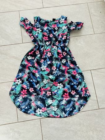Mädchen Kleid YFK Blumenmuster bunt Grösse 128 sommerlich