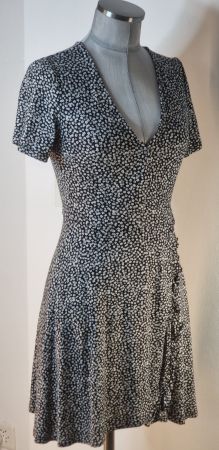 S 36/38 PULL & BEAR Sommerkleid Wickeloptik schwarz/h'grau