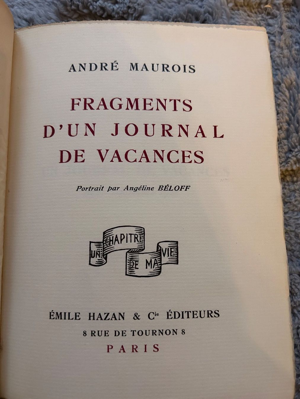 Libri: FRAGMENTS D'UN JOURNAL DE VACANCES – Usato da Genève venduto da zonzon9351 1