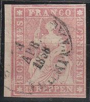 Schweiz-Strubel Nr.24D -3 Seiten vollrandig linker Bogenrand