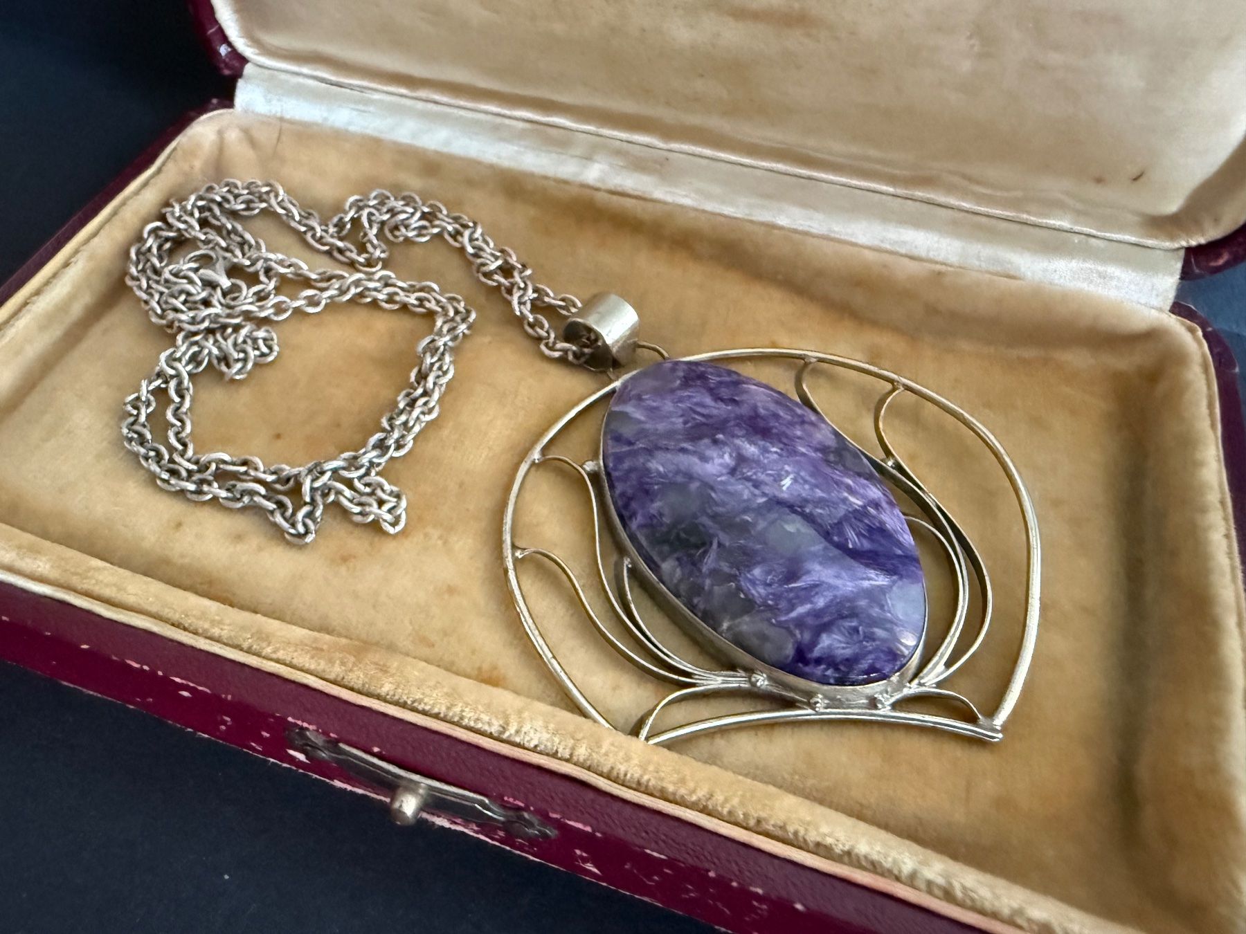 Catenine: Silber Kette 925 mit Charoit Anhänger – Usato da Spiegel b. Bern venduto da Rogger72 1