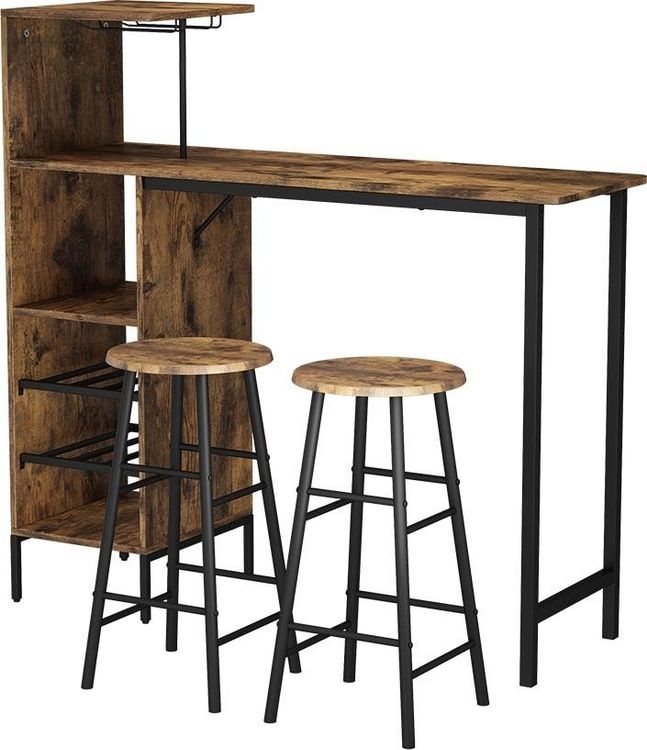 Bartisch mit Weinständer und 2 Barhockern 1