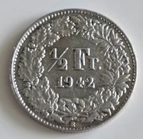 1/2 Franken 1942 Schweiz Münze Silber