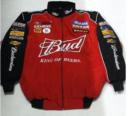 NEU BUD NASCAR FAN Jacke rot rot/schwarz alle Größen/Modelle