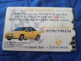 Telefonkarte Günther 12 DM Hauptgewinn 10 Millionen DM neu