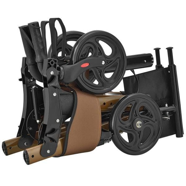 Ausili per la deambulazione: Aluminium Rollator klappbar Sitzfläche Einkaufstasche Braun – Nuovo e nell'imballaggio originale da Kreuzlingen venduto da DealBlitz 6