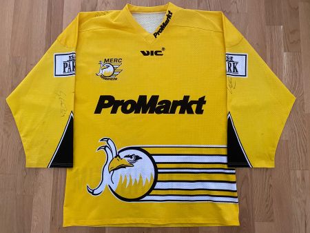 ORIGINAL ADLER MANNHEIM 1994/95 TRIKOT SIGNIERT VOM TEAM XL