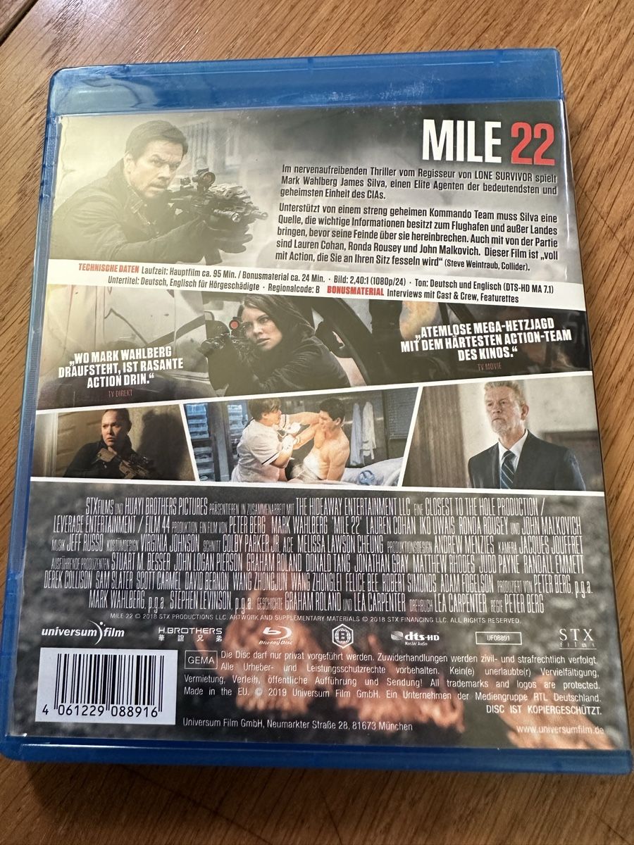 Tutti i DVDs: Mile 22 Bluray, Mark Wahlberg – Usato da Benken ZH venduto da Audi-erich 1