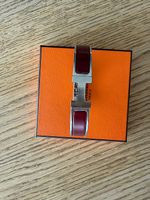 Hermès Clic H PM bracciale, smalto bordeaux, palladio