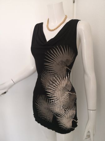 🤩MANGO TOP SCHWARZ MIT DRUCK & RÜCKENFREI
