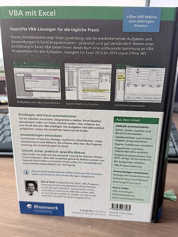 Libri: VBA mit Excel  Das umfassende Handbuch | Bernd Held – Usato da Oberrohrdorf venduto da Rosabina 3