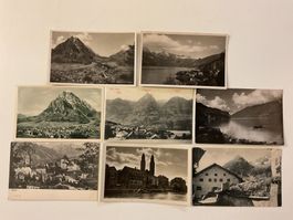8 ungebrauchte Ansichtskartenin schwarz/weiss aus Schweiz