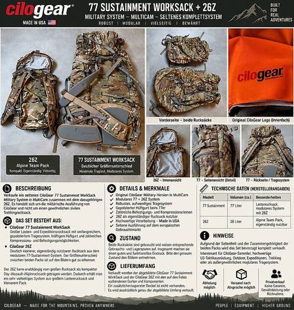 CiloGear 77 Sustainment WorkSack + 26Z Military Multicam