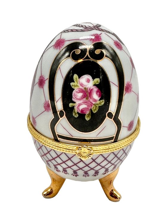 Oeuf De Fabergé émaillé, Boîte De Bibelot De Bijoux D'ornements Peints Dorés Vintage Européens, Unique Décor à La Maison, Meilleur Ornement De Votre Collection, Pour La