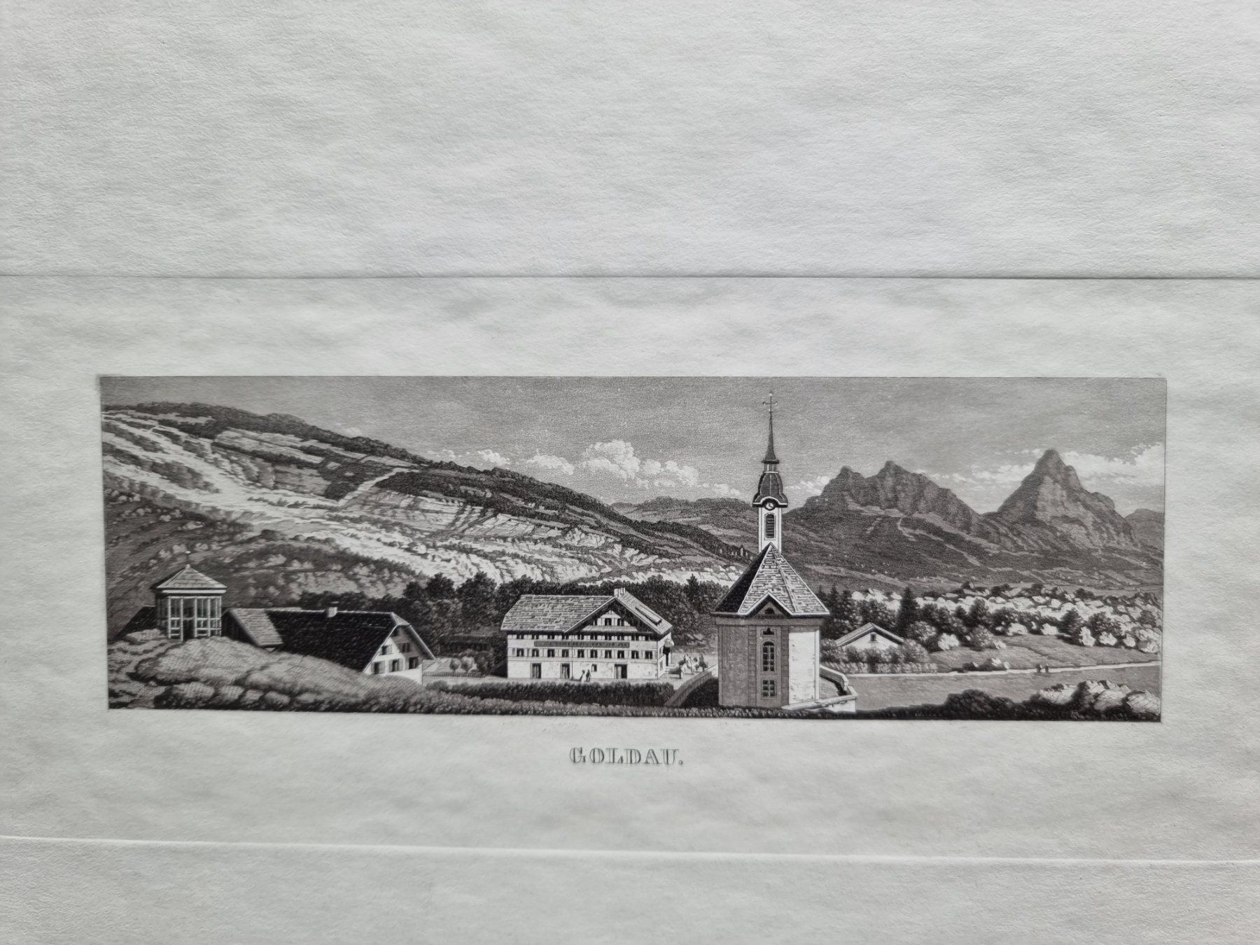 Stiche: GOLDAU AQUATINTA BLATTGRÖSSE CA.34X25CM – Gebraucht aus Gersau von grafik-kunst